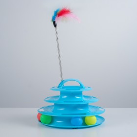 

Игровой комплекс для кошек с 4 с шариками и дразнилкой-перьями на пружине, микс цветов