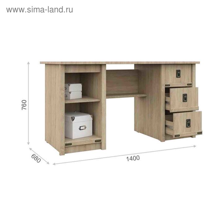 фото Стол письменный «валенсия», 3 ящика и дверь, 1400 × 680 × 760 мм, цвет дуб сонома