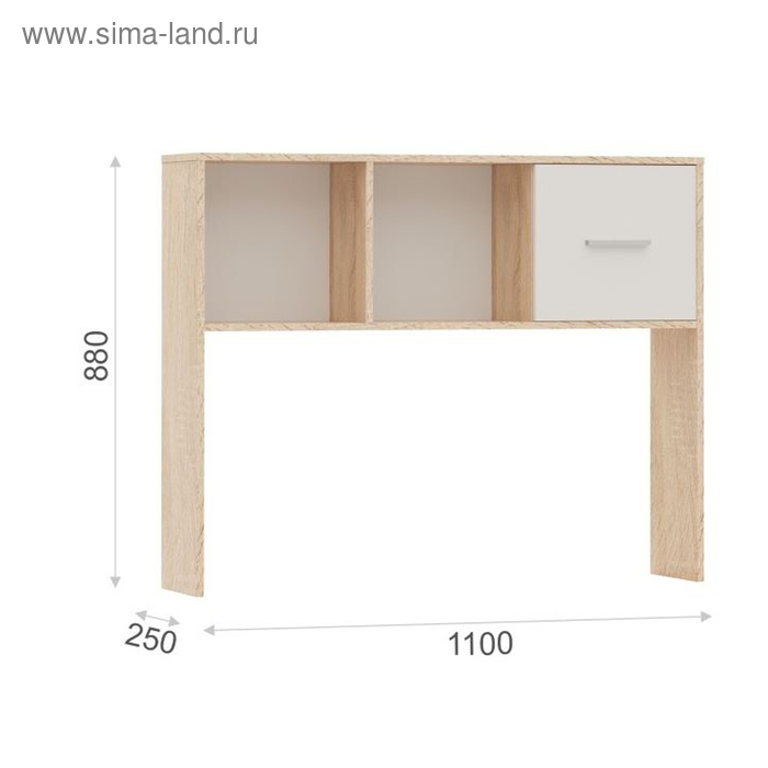 

Полка-надставка стола «Стелс 110», 1100 × 250 × 880 мм, дуб сонома / белый