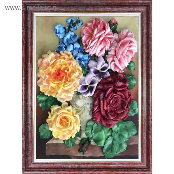 Набор для вышивки лентами «Букет в вазе» набор для вышивания лентами 27 × 35 см розы в голубой вазе