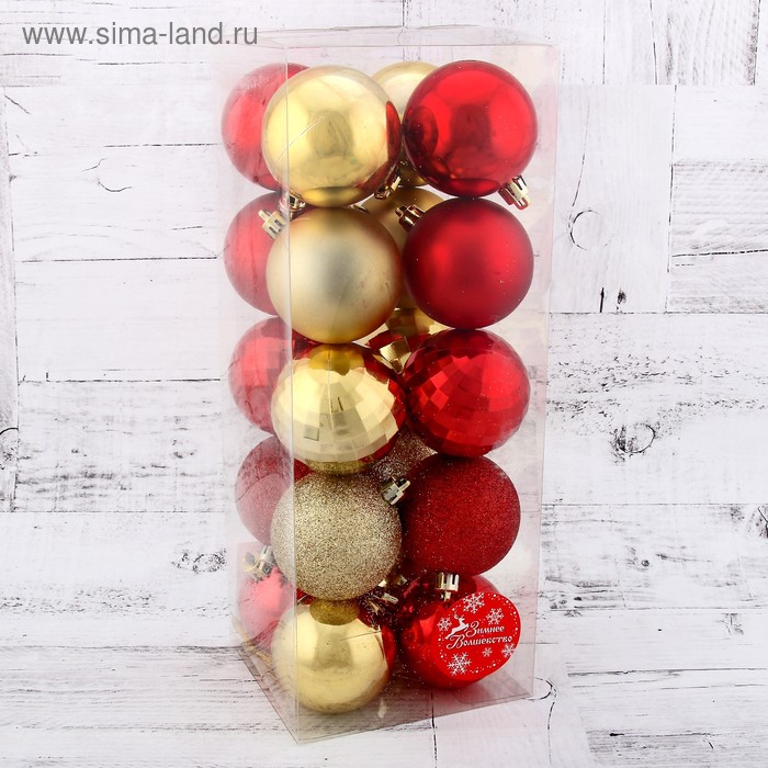 фото Набор шаров пластик d-6 см, 20 шт "каприз" красный золото зимнее волшебство