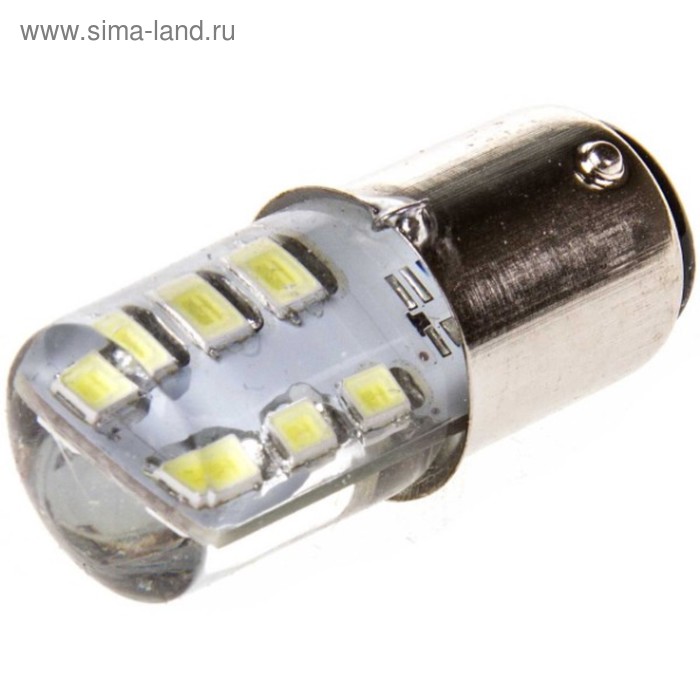 фото Лампа светодиодная s25(p21w), 12в 12smd диодов, белая skyway,