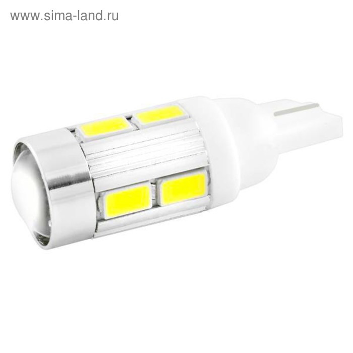 фото Лампа светодиодная t10 (w5w), 12в 10smd диодов, с линзой без цоколя skyway,