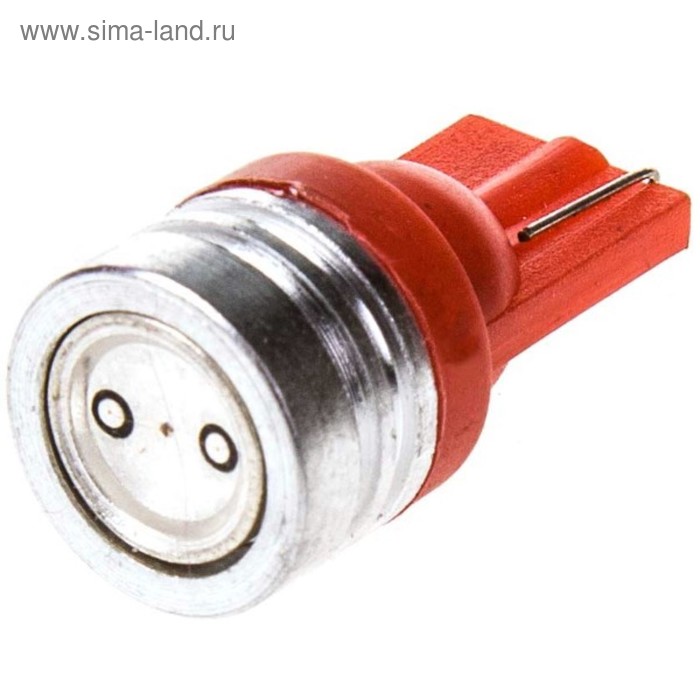 фото Лампа светодиодная t10(w5w)12v 1smd без цоколя радиатор красная skyway,