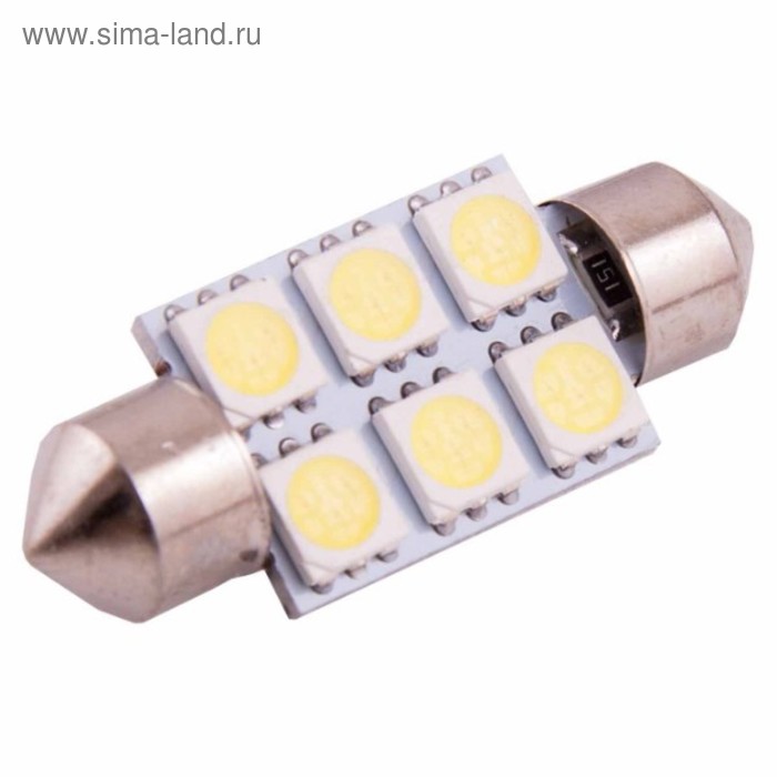 фото Лампа светодиодная t11(c5w), 12в 6 smd диодов, c цоколем skyway,