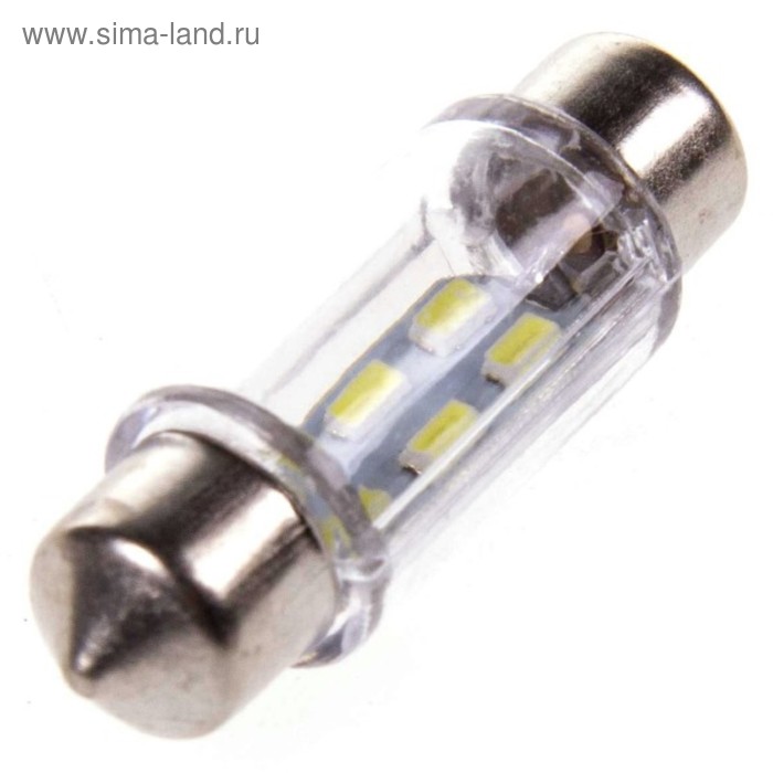 фото Лампа светодиодная t11(c5w), 12в 6 smd диодов, c цоколем 36 мм, skyway,