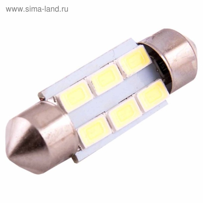 фото Лампа светодиодная t11(c5w), 12в 6 smd диодов, c цоколем 36 мм, skyway,