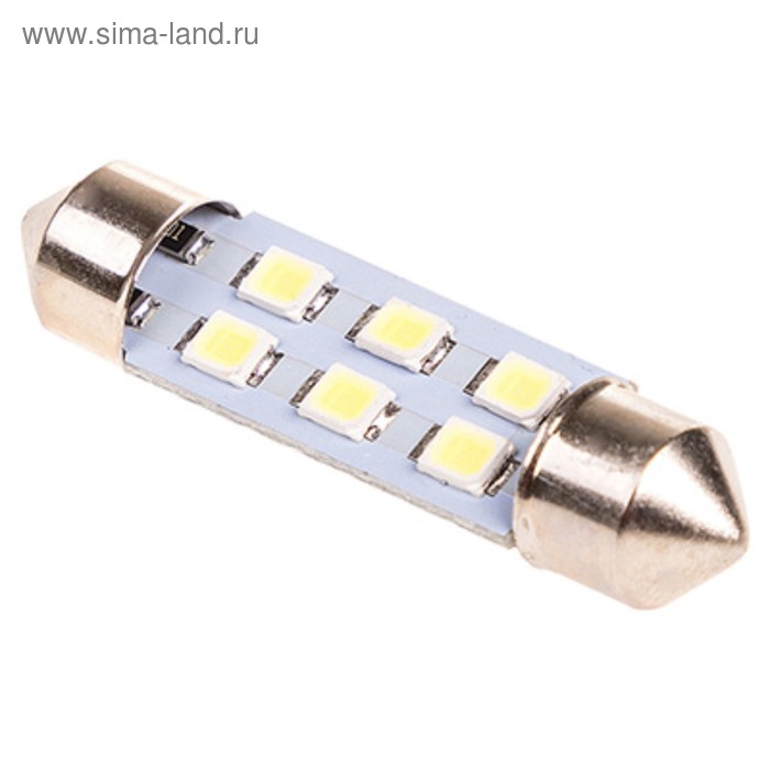 фото Лампа светодиодная t11(c5w), 12в 6 smd c цоколем skyway, 2 шт