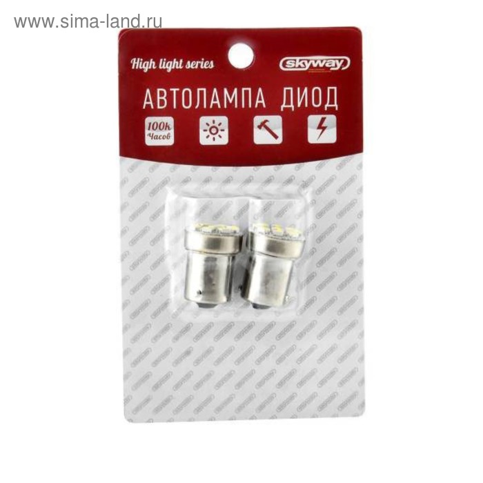 

Лампа светодиодная Skyway T18 (R10W), 12 В, 9 SMD, с цоколем, 2 шт, S08201191