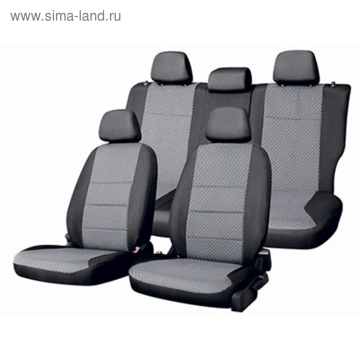 фото Чехлы сиденья toyota premio 2001-2007 жаккард 17 предметов, skyway черный/серый