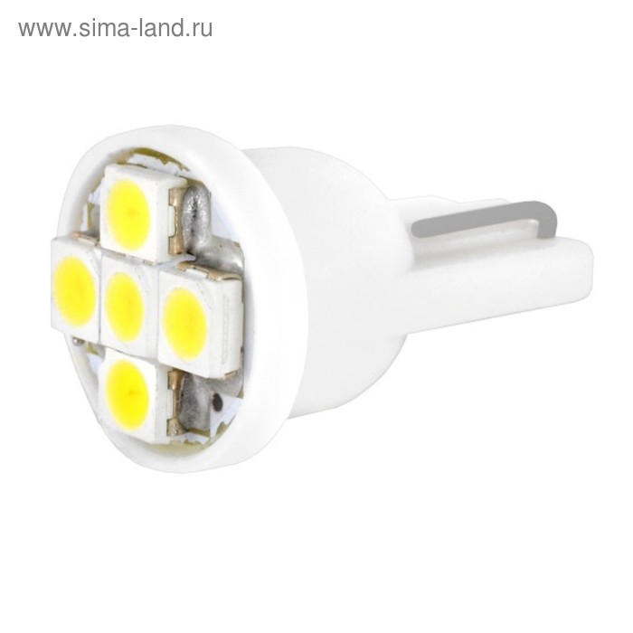 Лампа светодиодная Skyway T10 (W5W), 12 В, 5 SMD диодов, без цоколя, S08201123 цена и фото