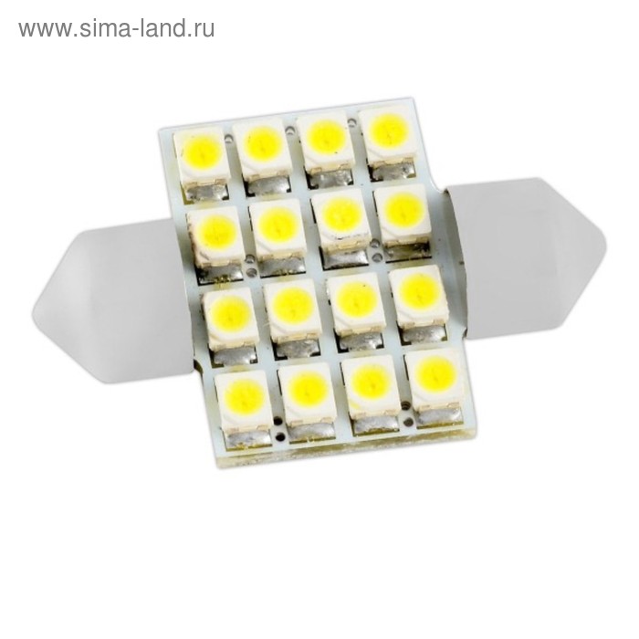 фото Лампа светодиодная t11(c5w), 12в 16 smd диода, c цоколем 31 мм, skyway,