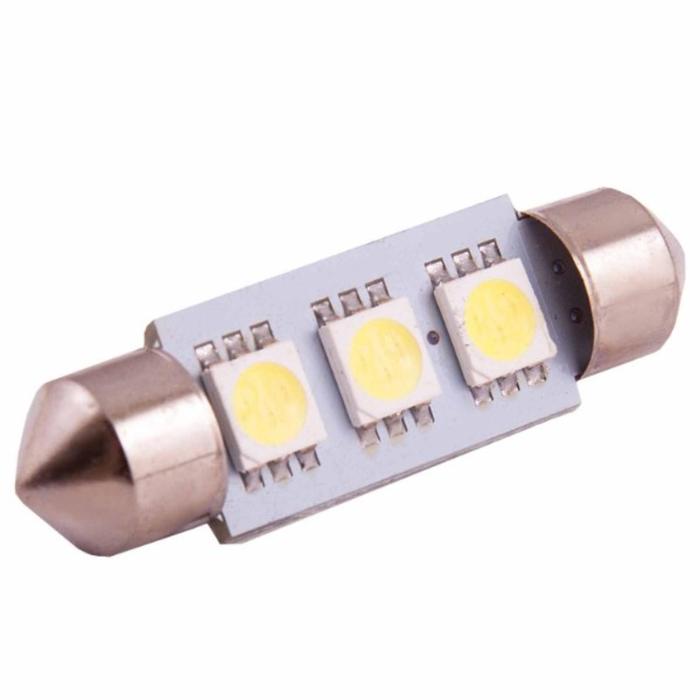 фото Лампа светодиодная t11(c5w), 12в 3 smd диода, c цоколем 39 мм, skyway,