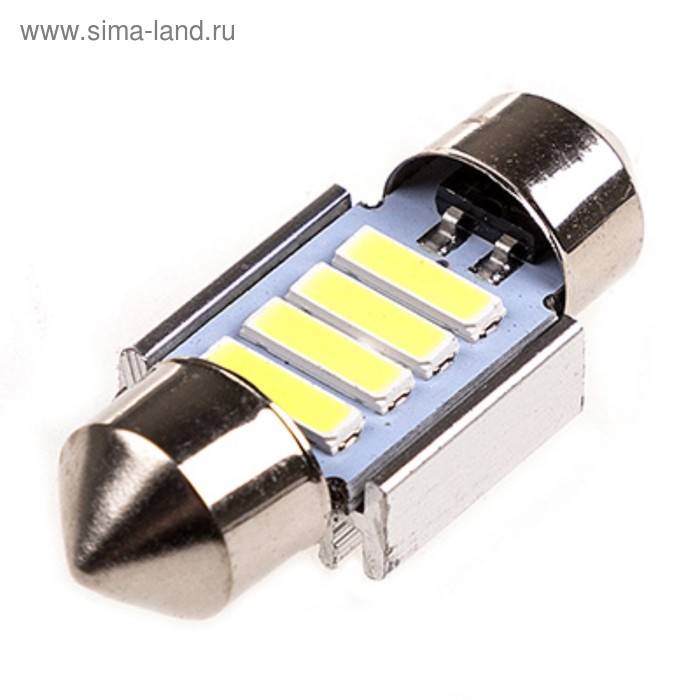 фото Лампа светодиодная t11(c5w), 12в 4smd диода, с цоколем 31 мм, skyway,