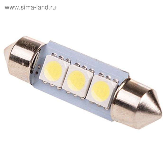 фото Лампа светодиодная t11(c5w), 12в 3 smd с цоколем skyway,