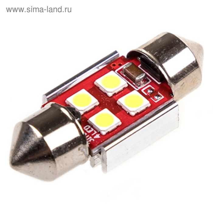 фото Лампа светодиодная t11(c5w), 12в 4smd диодов, с цоколем 31 мм, skyway,