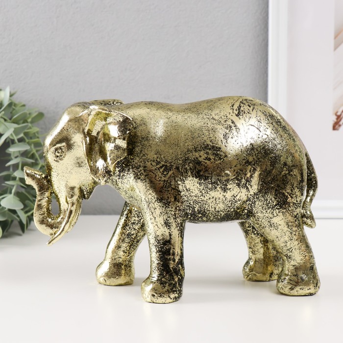 Сувенир полистоун Золотой слон 16,5х23,5х9,5 см