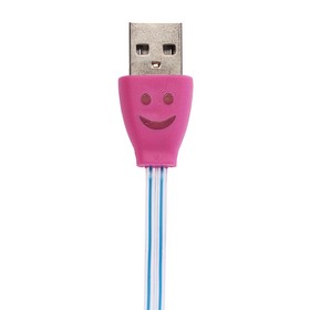 

Кабель LuazON, microUSB - USB, 1 А, 1 м, плоский светящийся кабель, розово-синий