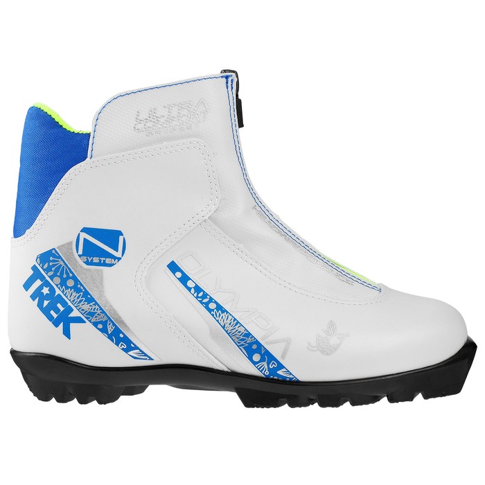 Ботинки лыжные TREK Olimpia, NNN, искусственная кожа, цвет белый, лого синий, размер 35