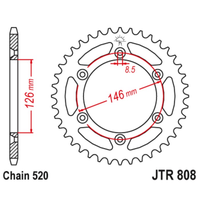 фото Звезда ведомая jt sprockets 808.50sc, цепь 520, 50 зубьев