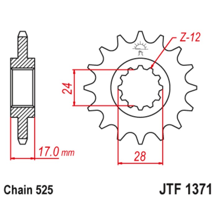 

Звезда ведущая JT sprockets 1371.15RB, цепь 525, 15 зубьев