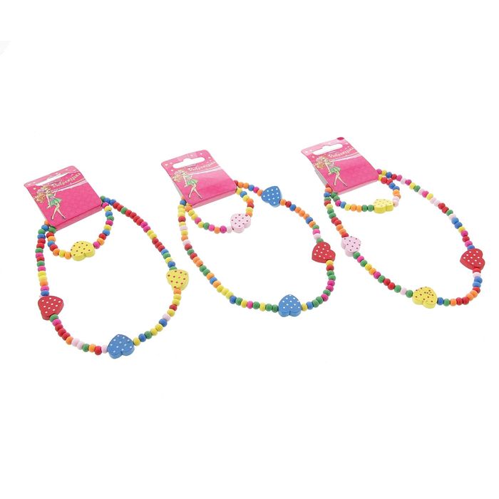 Набор детский "Выбражулька" 2 предмета: бусы, браслет, сердечки в горох, цвет МИКС