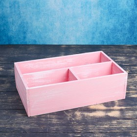 Ящик деревянный 34.5×20.5×10 см подарочный комодик, розовая кисть