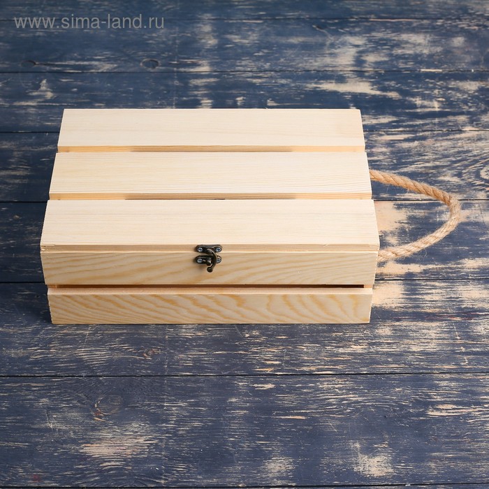 фото Подарочный ящик 30×20×10 см деревянный с откидной крышкой, с замком, ручка дарим красиво