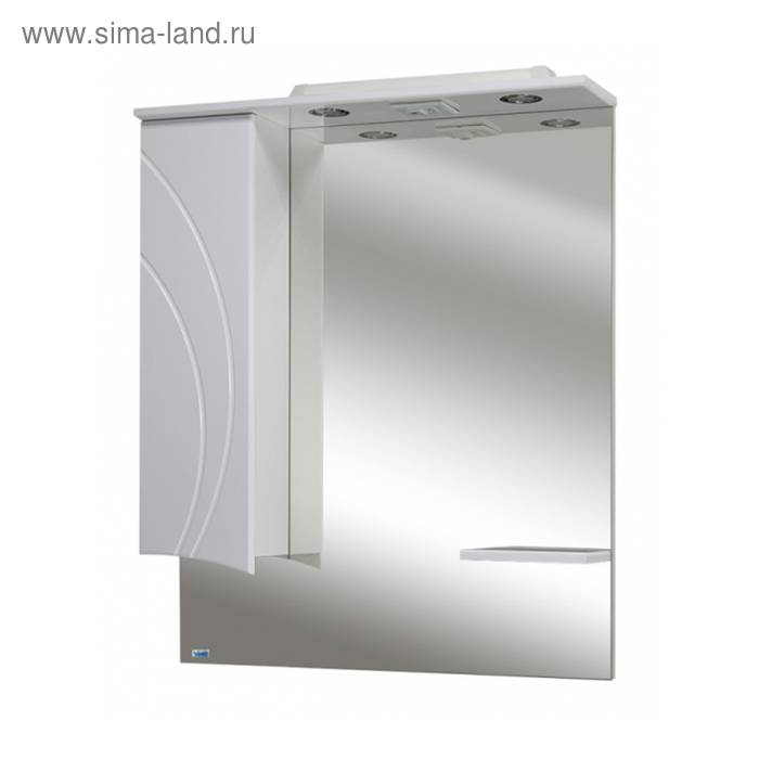 Шкаф-зеркало Лимани 75 с подсветкой левое, белый