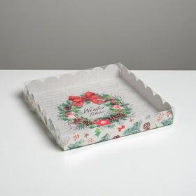 Коробка для кондитерских изделий с PVC крышкой Winter time, 21 × 21 × 3 см от Сима-ленд