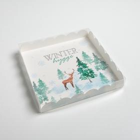

Коробка для кондитерских изделий с PVC крышкой Winter huge , 21 × 21 × 3 см