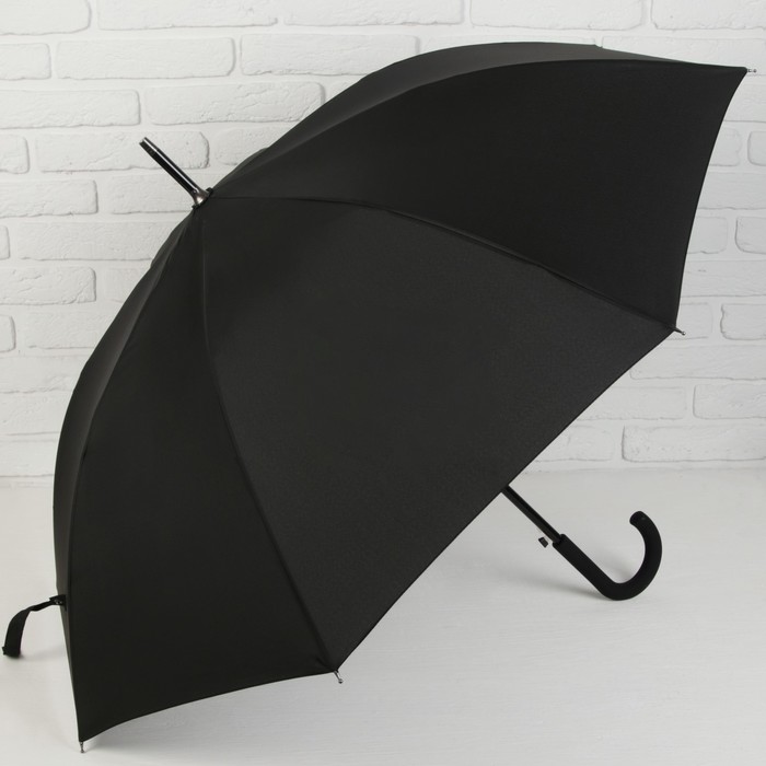 Зонт - трость полуавтоматический «Однотонный», 8 спиц, R = 56 см, цвет чёрный, 1930