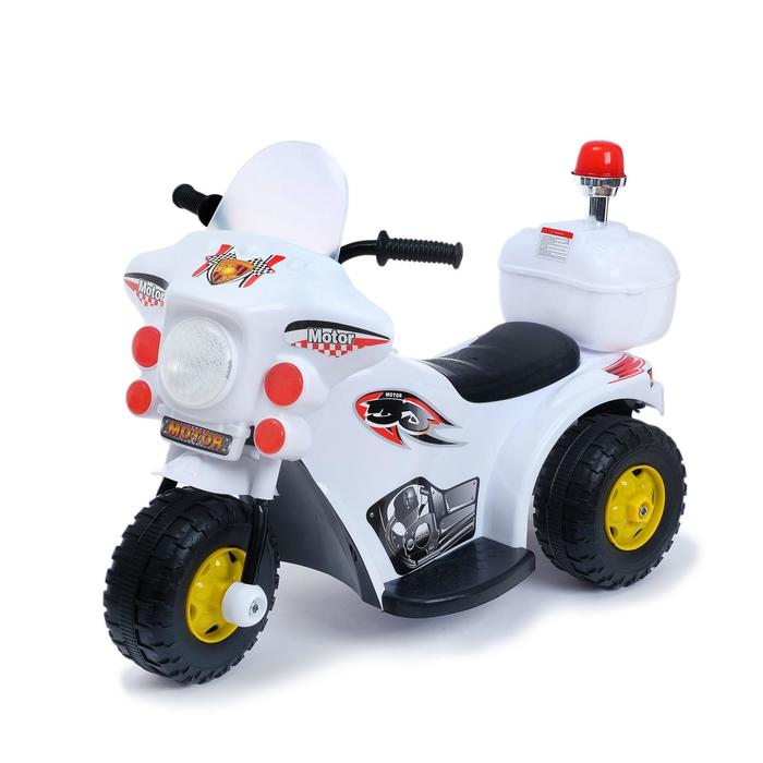 цена Детский электромобиль «Мотоцикл шерифа», цвет белый
