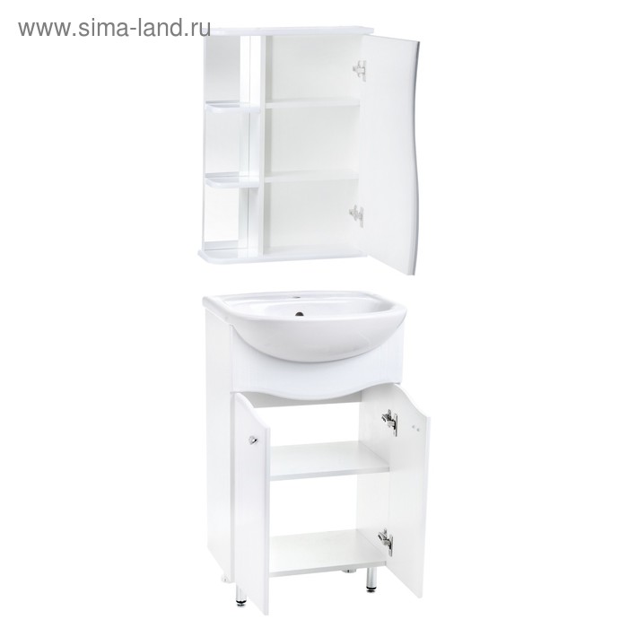 фото Комплект мебели: для ванной комнаты "тура 50": тумба + раковина + зеркало-шкаф альтерна