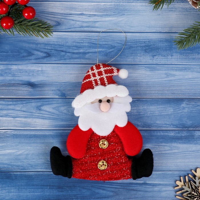 Мягкая подвеска Дед Мороз сидящий 11,5х13,5 см, бело-красный мягкая подвеска дед мороз с бубенцом 10х15 см красный