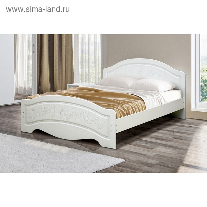фото Кровать «венеция 4», 1400 × 2000 мм, цвет белый / арктик матовый матрица