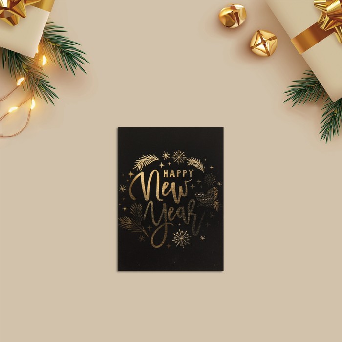 цена Открытка-комплимент Happy New Year золото, 8 × 6 см