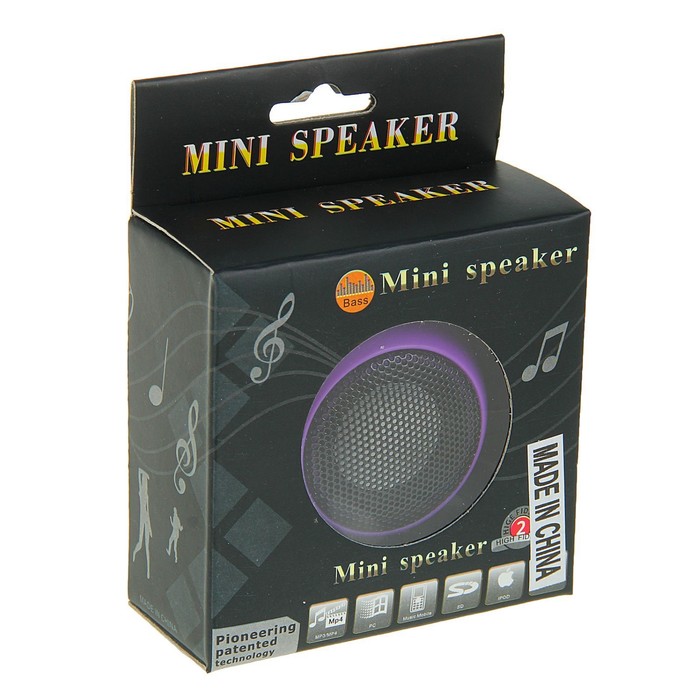 Портативная колонка для ПК/Ноутбука/Телефона, разъем 3,5 USB, работает от АКБ, пластик микс