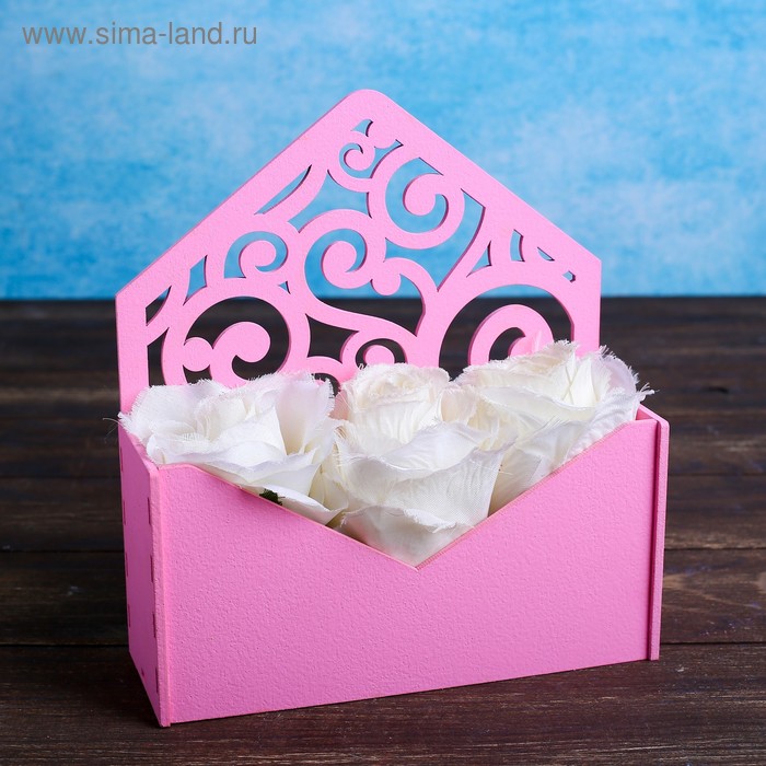 Кашпо деревянное 18×6×20 см Конверт Радель Дуновение, розовый светлый Дарим Красиво кашпо деревянное 18×6×20 см конверт радель дуновение розовый дарим красиво