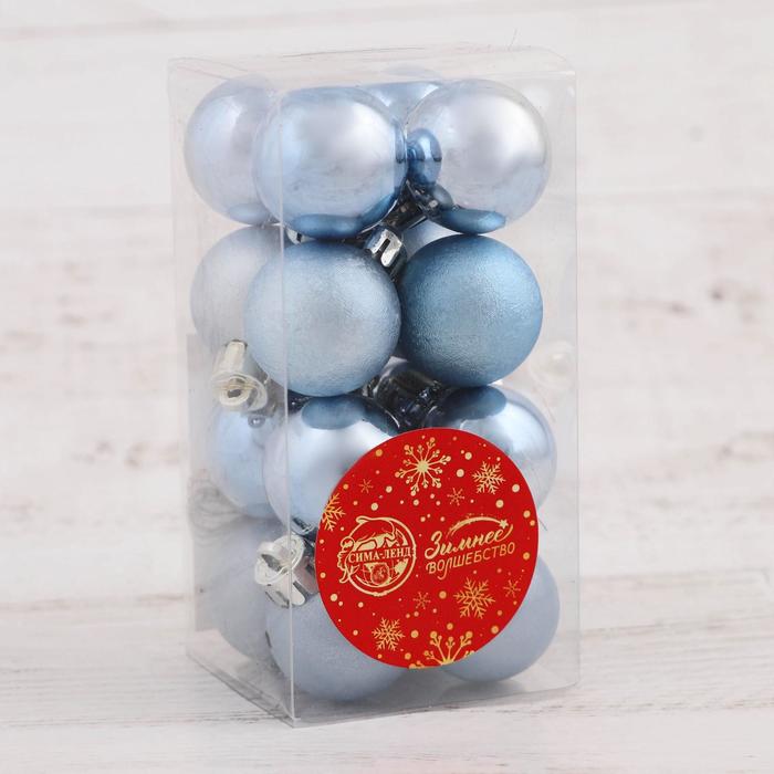 фото Набор шаров пластик d-3 см, 16 шт "камея" голубой зимнее волшебство