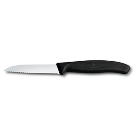 

Нож для овощей VICTORINOX SwissClassic, лезвие 8 см с серрейторной заточкой, чёрный