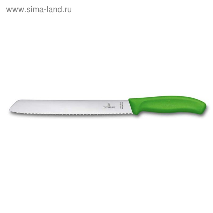 фото Нож для хлеба victorinox swissclassic, лезвие 21 см с серрейторной заточкой, зелёный