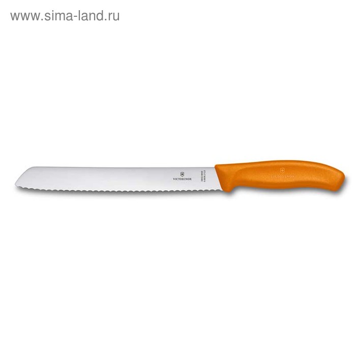 фото Нож для хлеба victorinox swissclassic, лезвие 21 см с серрейторной заточкой, оранжевый