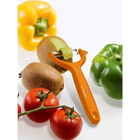 

Нож для чистки томатов и киви VICTORINOX, двустороннее зубчатое лезвие, оранжевая рукоять