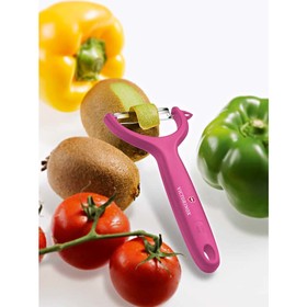 

Нож для чистки томатов и киви VICTORINOX, двустороннее зубчатое лезвие, розовая рукоять
