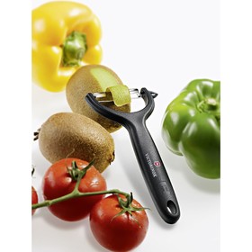 

Нож для чистки томатов и киви VICTORINOX, двустороннее зубчатое лезвие, чёрная рукоять