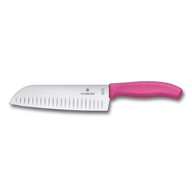 

Нож сантоку VICTORINOX SwissClassic, рифлёное лезвие 17 см, розовый, в картонном блистере