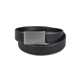

Ремень Cross Pamplona Black, односторонний, чёрный с бежевой строчкой, 126×3 см