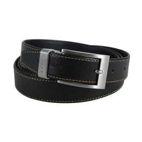 

Ремень Cross Pamplona Black, односторонний, чёрный с бежевой строчкой, 126×3 см