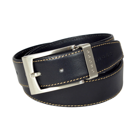 

Ремень Cross Pamplona Black, односторонний, чёрный с бежевой строчкой, 126×3,5